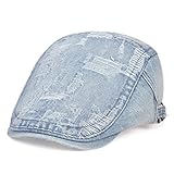 SEDOMA Fashion Cowboy Hüte für Herren Retro Denim Newsboy Hut Unisex Casual Baumwolle Barett Cap Flat Cap, himmelblau, M