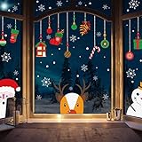 TMEOG Weihnachten Fensterbilder, Schneemann Rentier Fensterbilder Aufkleber Aufkleber Weihnachten Winter Wonderland Dekorationen verziert Party Supplies (A)