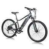 Hyuhome Elektrofahrräder für Erwachsene Herren Damen,250W 36V 12.5Ah Mountain E-MTB Fahrrad,27.5' Ebikes Full Terrain,Shimano 7 Gang Getriebe Doppelscheibenbremsen für Outdoor Pendler (250W12.5A, 720)