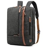 CoolBELL umwandelbar Aktentasche Rucksack Messenger Bag 15,6 Zoll Laptoptasche Herren Business Umhängetasche Mehrzweck Arbeitastasche Reisen Backpack Notebook Schultertasche(Canvas Schwarz)