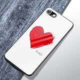 Hpory Kompatibel mit iPhone 7 Hülle, Handyhülle iPhone 8 Foto Muster Schwarz TPU Silikon Glashülle Gehärtetes Glas Bumper Schale Kratzfest Back Case Cover Handytasche Etui Schutzhülle - Liebe H