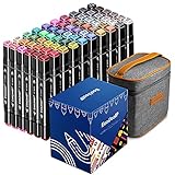 60 Farben Marker Stifte, EooUooIP Doppelspitze Textmarker Graffiti Stifte mit Tragetasche, breite und feine Spitze pastell marker, für Anfänger, Hervorheben, Skizzieren, Zeichnen,
