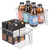 mDesign 2er-Set Aufbewahrungsbox aus Kunststoff – ideal zur Küchen Ablage, im Küchenschrank oder als große Kühlschrankbox – offenes Design mit integriertem Griff – durchsichtig