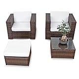 XINRO® erweiterbares 10tlg. Balkon Gartenmöbel Set Polyrattan - braun-Mix - Garnitur Gartenmöbel Sitzgruppe Loungemöbel Set - inkl. Lounge Sessel + Hocker + Tisch +