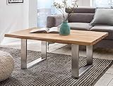 expendio Couchtisch Vartan Wildeiche geölt Edelstahl 110x70x45 cm Sofatisch Massivholztisch Wohnzimmertisch Beistelltisch W