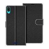COODIO Handyhülle für Wiko Y80 Handy Hülle, Wiko Y80 Hülle Leder Handytasche für Wiko Y80 Klapphülle Tasche, Schw