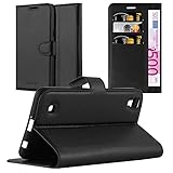 Cadorabo Hülle für LG X Power in Phantom SCHWARZ - Handyhülle mit Magnetverschluss, Standfunktion und Kartenfach - Case Cover Schutzhülle Etui Tasche Book Klapp Sty