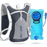 WACCET Trinkrucksack mit Trinkblase 2L Leicht Laufrucksack Joggen für Damen Herren Rucksack Laufen Klein mit Trinksystem Fahrrad Trinkrucksack für Marathon Wandern Camping Klettern (Grau)