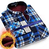 SKYROPNG Heavy Weight Fleece Shirt - Herbst Winter Langarm Verdickendes Hemd Mittleren Alters, Karierter Druck Lässiges Oberteil Mit Taschen, Western Warme Sherpa Jacke Papas Geschenk,Style 2,41