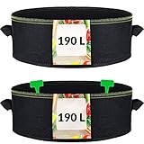 Hochbeet Pflanzsack Groß 2X 190L - mit Pflanzenstecker zum Beschriften - Ø90cm Höhe 30