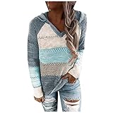 Kobay Damen Winter Mantel Oberteile Elegant Langarmshirt Frauen Frogs Swearshirt Grafik Oversize Kleidung Pullover Feminino Hoodies Mit Tasche Kawaii Lose Bluse(Blau, S) 44