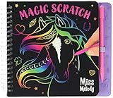 Depesche 10709 Miss Melody - Mini Magic Scratch Book, Kratz-Buch mit tollen Pferde-Motiven zum Kratzen, magischer Farbverlauf, ca. 15,3 x 13,2 x 1,8