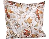 tischdecken-iris-shop Kissenhüllen Klassische Kissenhülle 40x40 cm Motiv beidseitig Kissenbezug Sofakissen pflegeleicht bügelfrei preiswert Creme BLÄTTER farbig Deko Herbst (Kissenbezug 40x40 cm)