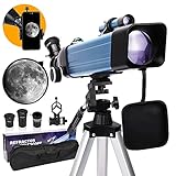 Teleskop,Teleskope für Erwachsene,60 mm Öffnung 500 mm Brennweite Professionelles Astronomie-Refraktor-Teleskop für Kinder und Anfänger mit 2 Okularen, Smartphone-Adapter,Geschenk