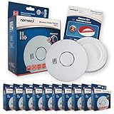 10x Nemaxx HW-2 Funkrauchmelder Rauchmelder Hitzemelder mit kombiniertem Rauch- und Thermosensor nach DIN EN 14604 + 10x NX1 Quickfix Befestigungsp