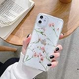 Tybaker iPhone Xr Hülle HandyHülle Blume iPhone Xr Handyhüllen Kristall Echt Getrocknete Blumen Schutzhülle Silikon Rückschale Handgefertigten Bumper Case Cover für Apple iPhone Xr (6,1''), C1