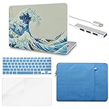 YEMINI 5 in 1 Hülle Kompatibel mit MacBook Pro 13 Zoll (2021/2020) mit Touch Bar A2338 M1/A2251/A2289 Hard Shell Cover, Sleeve, USB Hub 3.0, Tastaturabdeckung & Displayschutzfolie (Japanische Welle)