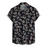 Youyu77 Turn Button Shirts für Herren Herren Casual Kariertes Hemd Tasche Lose Langarm Knopfbluse Cardigan Top
