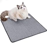 PETTOM Kratzmatte Katze Groß, Kratzteppich Sisal 60×60cm, Kratzbretter Boden rutschfest, Natürlicher Sisalteppich für Katzen (Dunkelgrau)