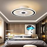 WRQING Deckenventilator mit Beleuchtung, Led Deckenleuchte Dimmbar Leise Fernbedienung Licht APP-Steuerung ​Fan Schlafzimmer Deckenlampe Moderne Ventilator Deckenlicht (Color : Black and White)