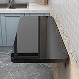 Wandmontierter Tisch Klappbarer Wandmontierter Klapptisch, Klappbarer Küchen- und Esstisch Schreibtisch, Hohe Tragfähigkeit, An der Wand befestigter schwebender Klapp-Computertisch (Color : Black,
