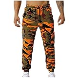 Camouflage Hose Herren Lang Cargohose Outdoor Locker Freizeithose Elastischer Bund Taschen Sporthose Sweathose Bequeme Comfort Herrenhose Jogging