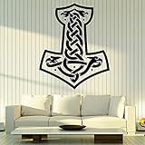 QIANGTOU Wandtattoo skandinavischen Hammer Wikinger Schlafzimmer Wohnzimmer Inneneinrichtung Vinyl Fensteraufkleber Kunstwandbild 73x89