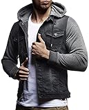 Zytyeu Kapuzenjacke Herren Regular Fit Vintage Mode Jeansjacke Herren Klassisch Knopfleiste Spleißen Jacke Herren Frühling Herbst Lässig Sport Übergangsjacke H