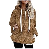 NHNKB Sweatshirt Damen Winter Warm Hoodie Oversized Weich Mädchen Teddy Fleece Kapuzen Pullover Flauschig Winterpullover Sweater Langarm Pulli Kapuzenp