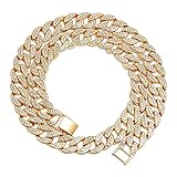 sharprepublic Kubanische Kette, Solid/Punk Miami Heavy Link Modeschmuck Geschenk Strong Bling Long Choker Hip Hop Halsketten für Liebhaber Rapper Party Frauen - Golden 23,62 Z