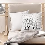 Sofakissen Kissenbezug Kissenhülle,Live Laugh Love Decor, Zitat handgezeichneten typografisch,Weicher Dekorative Kissenbezug für Kissen Lendenkissen Bettkissenbezug Schlafzimmer Dekokissen 45 * 45
