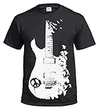 Banksy T-Shirt, Motiv: Band Gitarre, Metall, Frieden, Musik, Krähe, Gothic, Tattoo, Geschenk Gr. S, Schw