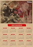bailongma Japanische Klassische Anime Attack On Titan und 2022 Kalender Poster Home Room Decor Kunst Leinwand Malerei Poster A554 40×50CM Ohne R