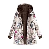 Blingko Damen Fleecejacke Plüschmantel Nachhaltige Kapuzenjacke Langarm Hooded Übergangsjacke Warm Kuschlig Pulloverjacke Lässig Softshelljacken Winterjacke W