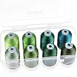 New brothread - 15 Optionen - 8 Schnappen Spulen von 1000m jeder Polyester Maschine Stickgarn mit Klarer Kunststoff Aufbewahrungsbox für Stickerei & Quilten - Different G