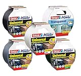 tesa Extra Power Universal Gewebeband (Wetterfestes Reparaturband, 10 m x 50 mm) (1x Komplett-Set (5 Farben))