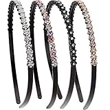 LONEEDY 4 Stück Fashion Strass und Kristall Harte Stirnbänder Anti-Rutsch Zähne Haarband für Frauen …