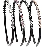 LONEEDY 4 Stück Fashion Strass und Kristall Harte Stirnbänder Anti-Rutsch Zähne Haarband für Frauen …