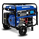 EBERTH 5500 Watt Benzin Stromerzeuger mit Fahrwerk (E-Start, Automatischer Voltregler AVR, 13 PS Benzinmotor, 4-Takt, luftgekühlt, Ölmangelsicherung, Seilzugstart, 1-Phase, 2x 230 V, 1x 12 V)