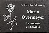Pokal Center Westerheider Urnengrabstein mit Rose, Grabsteine, Grabplatten mit personalisierter Gravur, 20cm x 30cm 100% witterungsbeständig - N