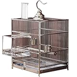 DXIN Vögel Käfige Protable Eisenvogelkäfige, tragbarer Vogelkäfig, mit Stand-Schmiedeeisenbau, für Papagei-Cockatoo-Parakeet-Fink (Color : Silver, Size : 36 * 36 * 62cm)