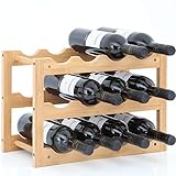 Gräfenstayn® Weinregal VERONA - aus Bambus-Holz für 12 Wein-Flaschen - Größe 42x21x28 cm (LxBxH) Weinflaschenhalter Weinkiste Flaschenreg