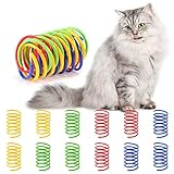 atnight Buntes Frühling Katzenspielzeug Set, 12 Stück /4 Farben Kunststoff Spiral Spirale Federspielzeug Katze Interaktives Frühlingsspielzeug Neuheit Haustiere Spielzeug Geschenk zum T