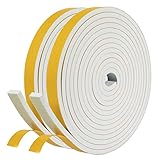 fowong Selbstklebendes Schaumstoffband 12mm(B) x 6mm(D) Fensterdichtung Türdichtungsband, Selbstklebendes Gummidichtung für Kollision Siegel Schalldämmung Gesamtlänge 8m (2 Rollen, je 4m lang) Weiß