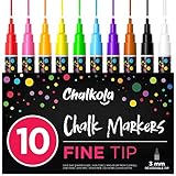 Chalkola Kreidestifte für Tafel abwaschbar, 10 Kreidestifte Neon 3mm umkehbarer Spitze - Kreide Stift für Fenster, Glas, Tafel, Whiteboard - Liquid Chalk markers für Erwachsene &