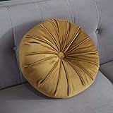 Tekaopuer 2/4 Stück Europäische runde Sitzkissen, Kürbisform, Couch-Bodensitzkissen, Samtstoff, einfarbig, Rückenkissen (gelb, 38 x 38 cm, 4 Stück)