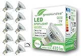 10x greenandco® CRI 90+ LED Spot dimmbar ersetzt 36W GU10 5W 320lm 3000K warmweiß 110° 230V, flimmerfrei, 2 Jahre G