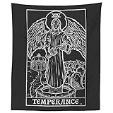 Temperance Tarotkarte (schwarz & weiß) – Weinender Engel Statue – Gothic Halloween Heimdekoration Wandbehang (152,4 x 127 cm)