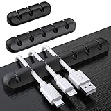 SOULWIT® Kabelhalter Kabelclips, [3 Stück] Silikon kabelmanagement Selbstklebend Kabel Organizer Vielzwecke Kabelführung Set für Schreibtisch Computer PC, USB Ladekabel, ZuhauseBü