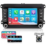 CH-LYD Android 10.0 Doppel-Din-Autoradio mit WiFi/Wireless Carplay/Bluetooth für VW/Seat/Skoda 7-Zoll-Kapazitäts-Touchscreen-Monitor mit Rückfahrkamera und [1G+16G] Flash M